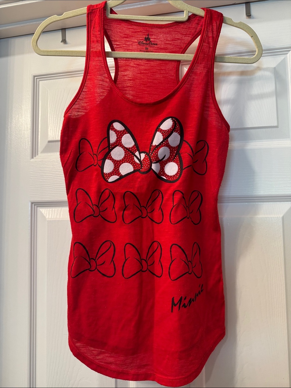 Disneyland Red Minnie Rhinestone Bow Graphic Tank